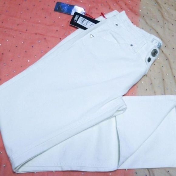 NEW Sz 32 Take Two White Jeans Straight Leg - Picture 2 of 9